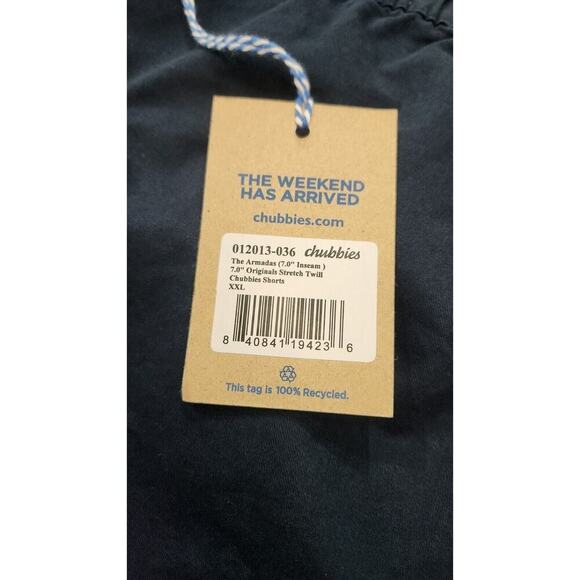 Chubbies‎ Chino Shorts Men Sz XL Regular Fit Navy Elastic Flat Front 7" NWT - Picture 9 of 11